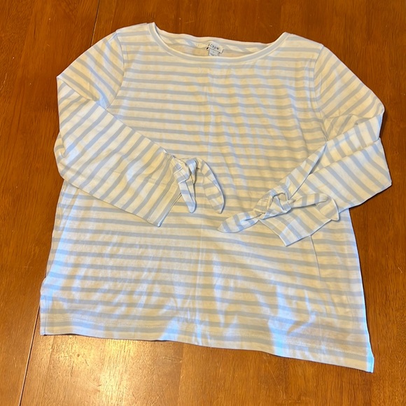 J. Crew 3/4 Sleeve 100% Cotton Striped T-shirt size L - Picture 1 of 7